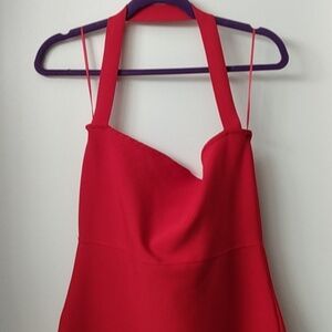 Beautiful red bandage dress, maxi halter dress, mermaid hem, really accentuates